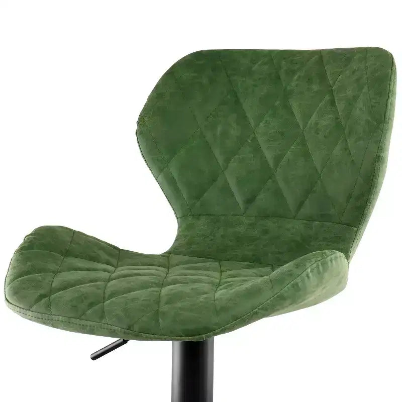 Tabouret de bar réglable Elama Vintage en similicuir vert avec base noire