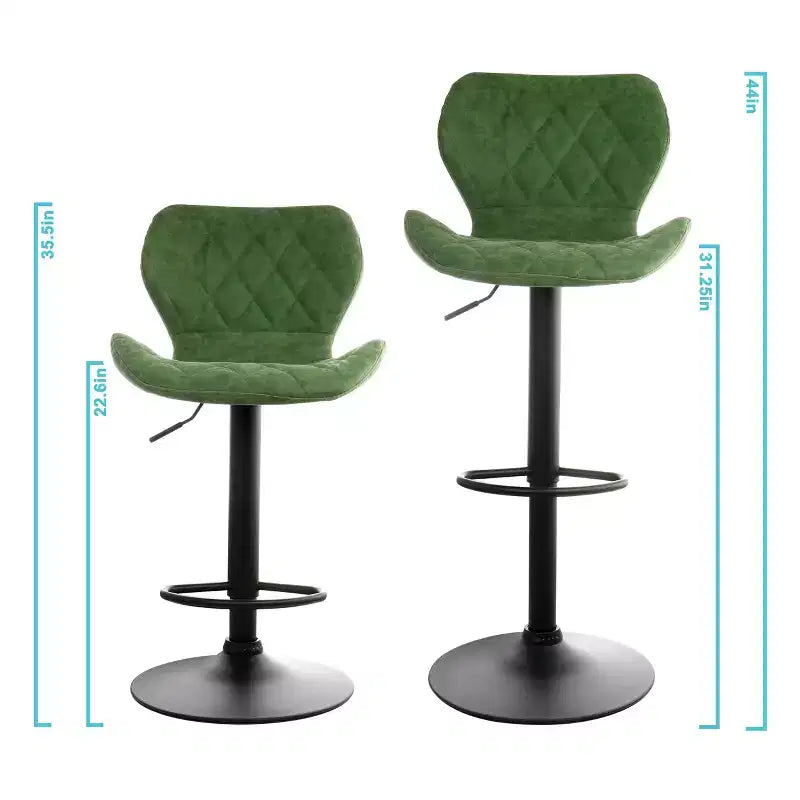 Tabouret de bar réglable Elama Vintage en similicuir vert avec base noire