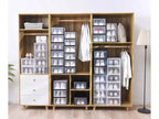 Boîte à chaussures MPM 12 pièces, organisateur de chaussures empilable en plastique transparent, étagère à chaussures, boîte de rangement pour baskets avec couvercle, pour hommes et femmes S