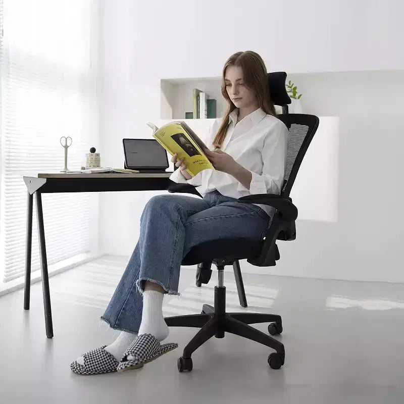 Chaise de bureau ergonomique pivotante NEO avec appui-tête, support lombaire et hauteur réglable