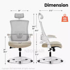 Chaise de bureau ergonomique pivotante NEO avec appui-tête, support lombaire et hauteur réglable
