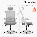 Chaise de bureau ergonomique pivotante NEO avec appui-tête, support lombaire et hauteur réglable