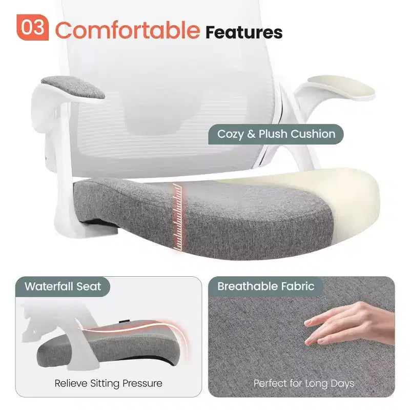 Chaise de bureau ergonomique pivotante NEO avec appui-tête, support lombaire et hauteur réglable