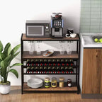 Costway Meuble de Bar à Vin Rustique à 5 Niveaux, Étagère à Vin pour 22 Bouteilles, Meuble Autonome avec Porte-Verres