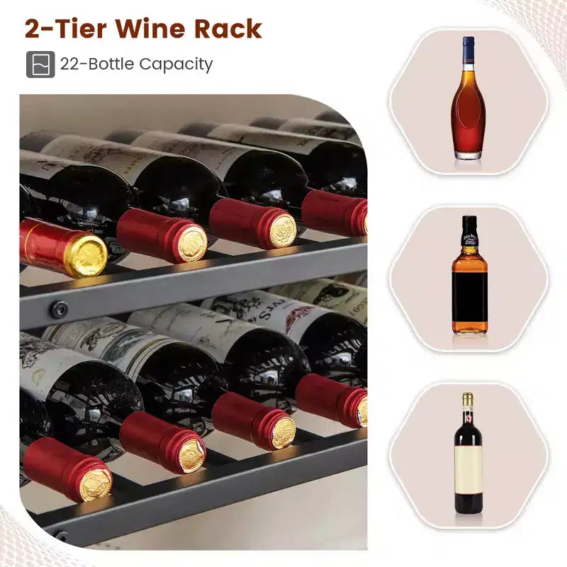 Costway Meuble de Bar à Vin Rustique à 5 Niveaux, Étagère à Vin pour 22 Bouteilles, Meuble Autonome avec Porte-Verres
