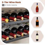 Costway Meuble de Bar à Vin Rustique à 5 Niveaux, Étagère à Vin pour 22 Bouteilles, Meuble Autonome avec Porte-Verres