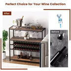 Costway Meuble de Bar à Vin Rustique à 5 Niveaux, Étagère à Vin pour 22 Bouteilles, Meuble Autonome avec Porte-Verres