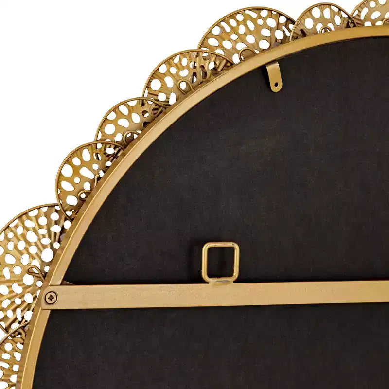 Miroir mural rond Uttermost en feuille de lotus superposée, 85 cm de large, couleur or