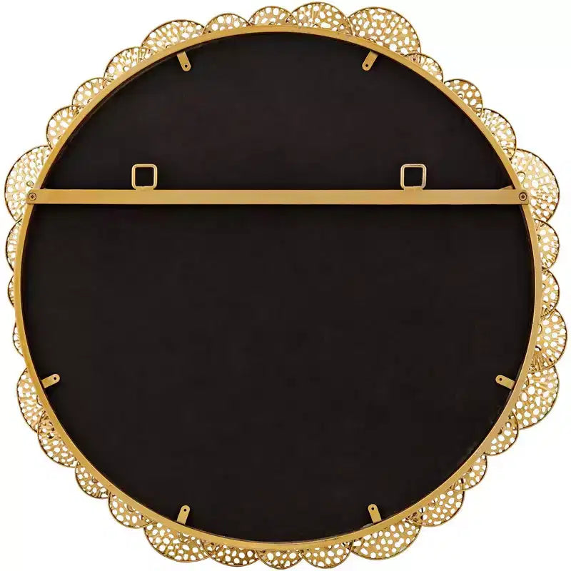 Miroir mural rond Uttermost en feuille de lotus superposée, 85 cm de large, couleur or