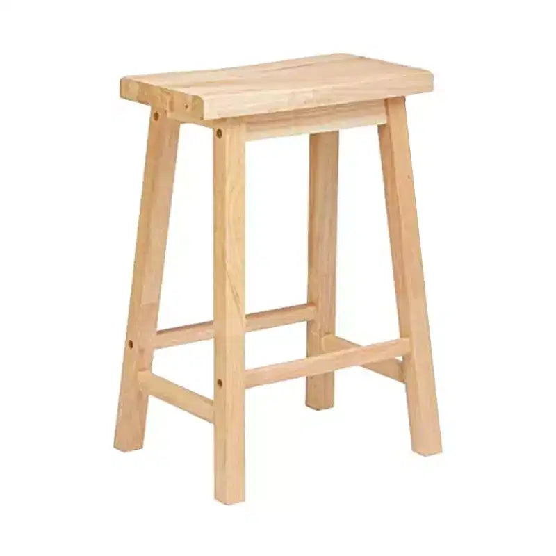 Tabouret de bar de cuisine PJ Wood Classic Saddle Seat 61 cm, sans dossier et avec 4 pieds carrés, pour les maisons, les salles à manger et les bars (lot de 2)