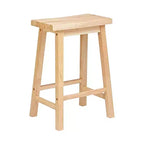 Tabouret de bar de cuisine PJ Wood Classic Saddle Seat 61 cm, sans dossier et avec 4 pieds carrés, pour les maisons, les salles à manger et les bars (lot de 2)