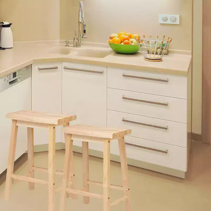 Tabouret de bar de cuisine PJ Wood Classic Saddle Seat 61 cm, sans dossier et avec 4 pieds carrés, pour les maisons, les salles à manger et les bars (lot de 2)