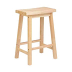 Tabouret de bar/comptoir de cuisine classique PJ Wood avec assise sans dossier et 4 pieds carrés, 61 cm, pour maisons, salles à manger et bars, naturel (lot de 3)