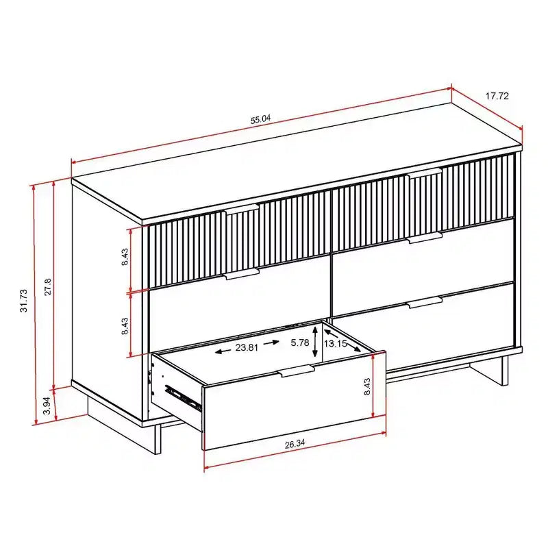 Commode double large à 6 tiroirs Granville Modern - Manhattan Comfort