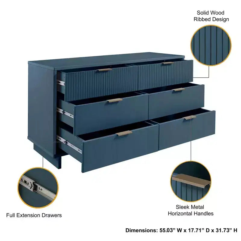 Commode double large à 6 tiroirs Granville Modern - Manhattan Comfort