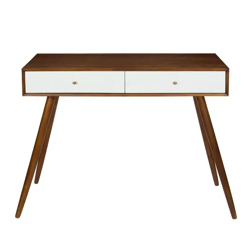 Console en bois rectangulaire Finco de Kate et Laurel, 36x12x30, Noyer et Blanc