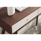 Console en bois rectangulaire Finco de Kate et Laurel, 36x12x30, Noyer et Blanc