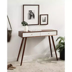 Console en bois rectangulaire Finco de Kate et Laurel, 36x12x30, Noyer et Blanc
