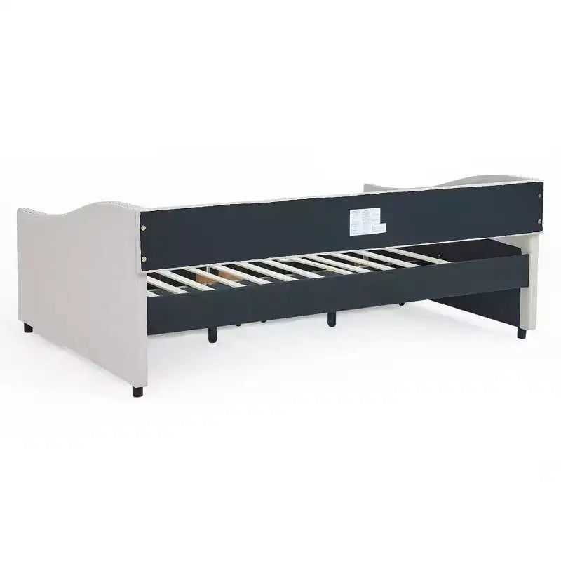 Lit de repos double/grand format, lit de repos-canapé capitonné avec tiroirs-ModernLuxe