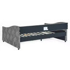 Lit de repos double/grand format, lit de repos-canapé capitonné avec tiroirs-ModernLuxe