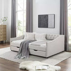 Twin/Full Size Daybed, Upholstered Tufted Sofa Bed with Drawers-ModernLuxe