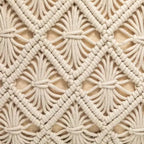 Northlight 18 Pouf carré ottoman beige fait main en macramé de coton naturel