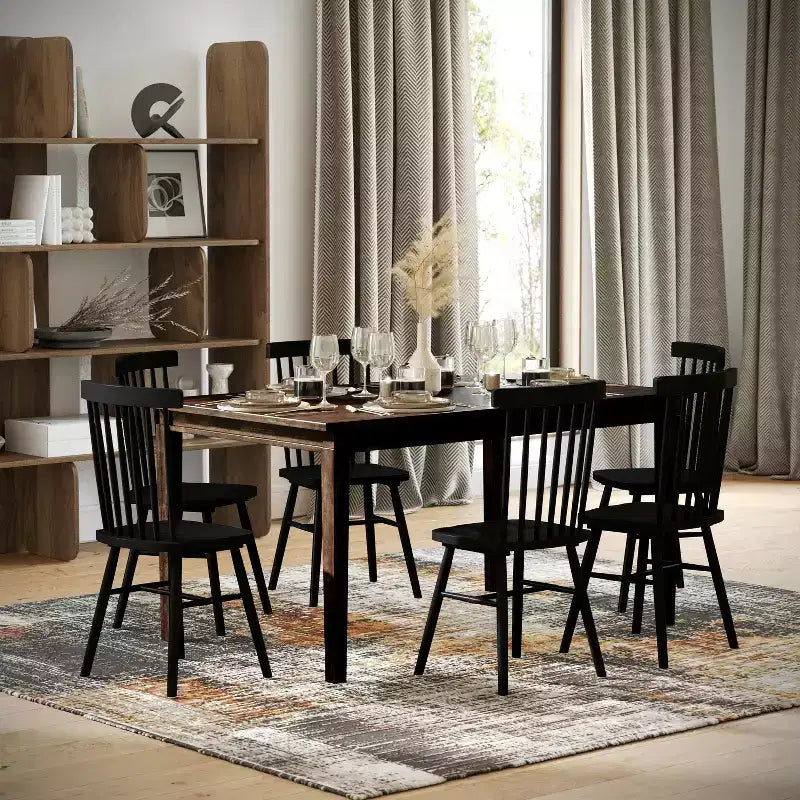 Table à manger en bois Merrick Lane avec pieds fuselés