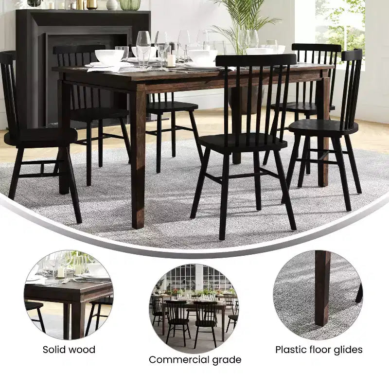 Table à manger en bois Merrick Lane avec pieds fuselés