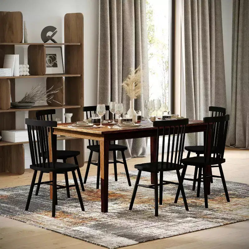 Table à manger en bois Merrick Lane avec pieds fuselés