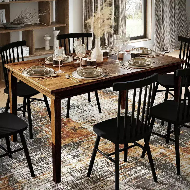 Table à manger en bois Merrick Lane avec pieds fuselés