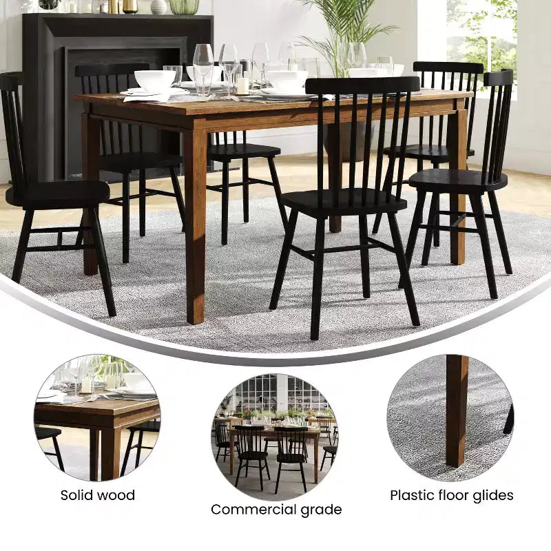 Table à manger en bois Merrick Lane avec pieds fuselés