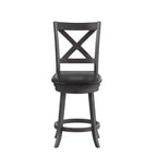 Tabouret de bar Emma et Oliver de style pub avec dossier en bois croisé et siège pivotant rembourré en similicuir