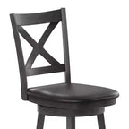 Tabouret de bar Emma et Oliver de style pub avec dossier en bois croisé et siège pivotant rembourré en similicuir