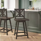 Tabouret de bar pivotant Flash Furniture Gwendolyn, hauteur comptoir, en bois massif, de style ferme moderne, de qualité commerciale