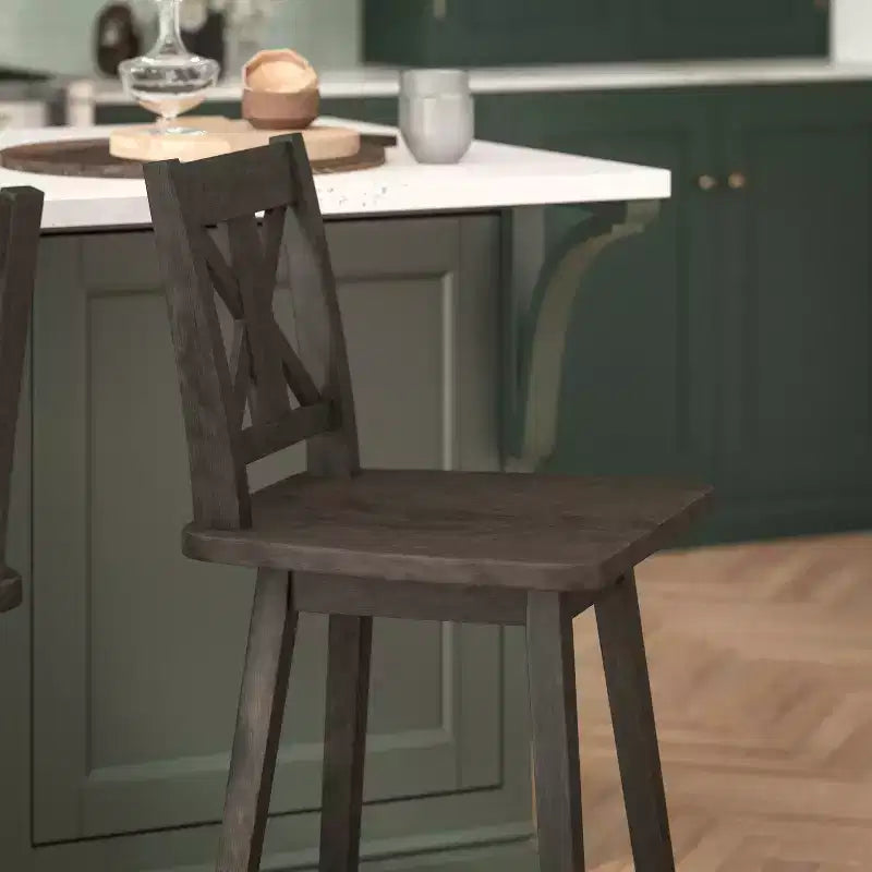 Tabouret de bar pivotant Flash Furniture Gwendolyn, hauteur comptoir, en bois massif, de style ferme moderne, de qualité commerciale
