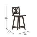 Tabouret de bar pivotant Flash Furniture Gwendolyn, hauteur comptoir, en bois massif, de style ferme moderne, de qualité commerciale