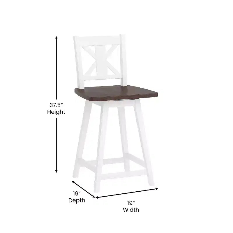 Tabouret de bar pivotant Flash Furniture Gwendolyn, hauteur comptoir, en bois massif, de style ferme moderne, de qualité commerciale