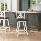 Flash Furniture Gwendolyn Commercial Grade Solid Wood Modern Farmhouse Swivel Counter Height Barstool