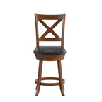 Tabouret de bar pivotant Felicity en bois de qualité commerciale, style classique à croisillons, avec siège rembourré et matelassé, de Flash Furniture