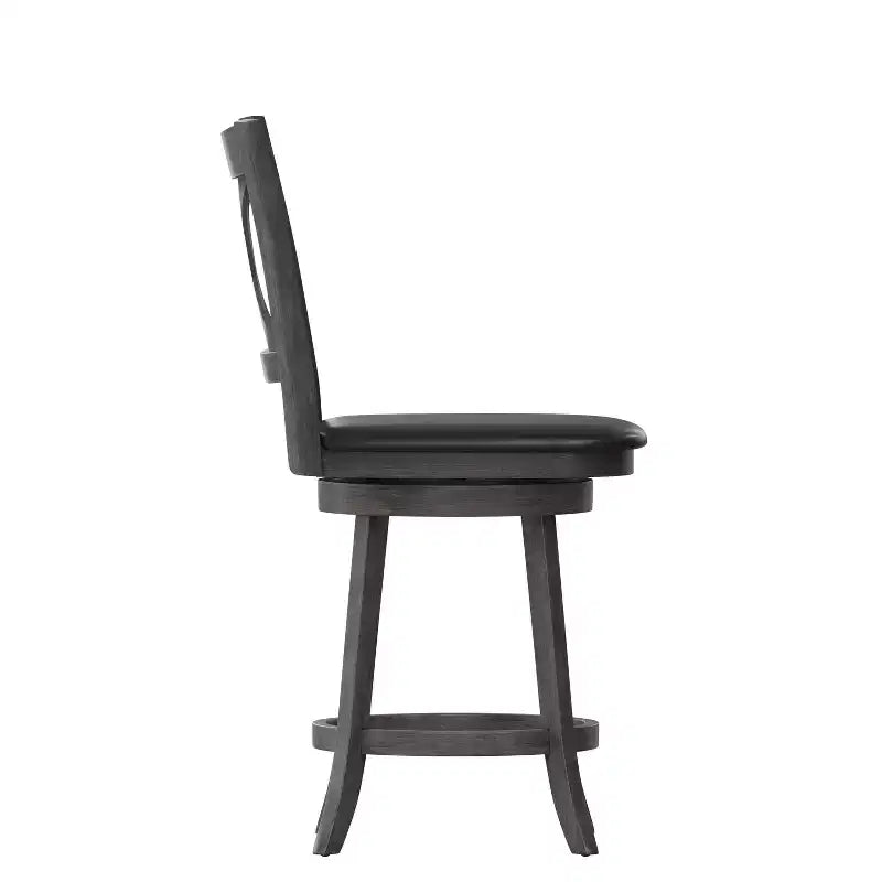 Tabouret de bar pivotant Felicity en bois de qualité commerciale, style classique à croisillons, avec siège rembourré et matelassé, de Flash Furniture