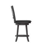 Tabouret de bar pivotant Felicity en bois de qualité commerciale, style classique à croisillons, avec siège rembourré et matelassé, de Flash Furniture