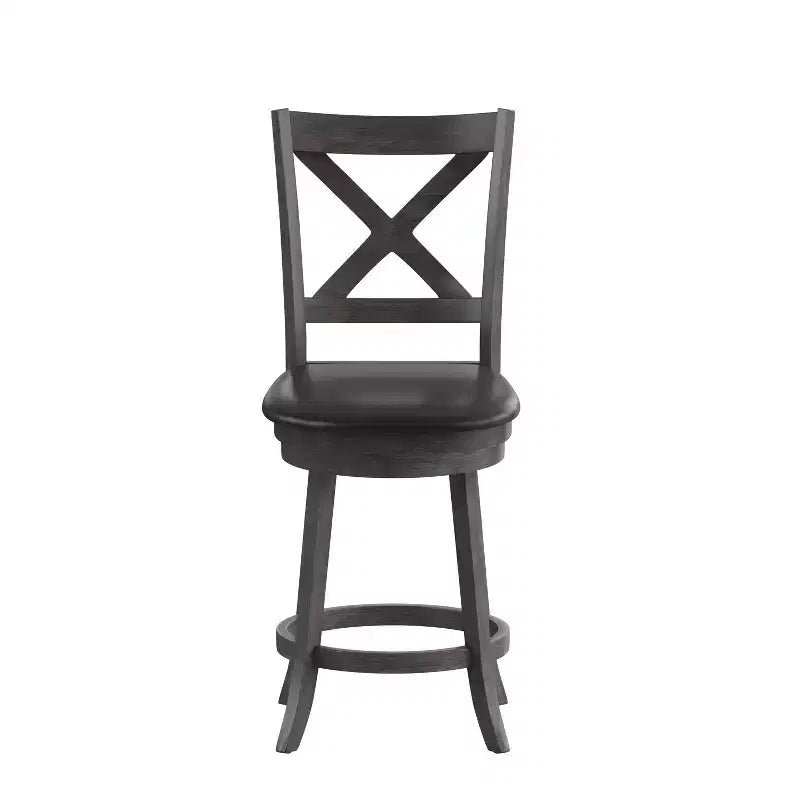 Tabouret de bar pivotant Felicity en bois de qualité commerciale, style classique à croisillons, avec siège rembourré et matelassé, de Flash Furniture
