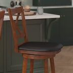 Tabouret de bar pivotant Felicity en bois de qualité commerciale, style classique à croisillons, avec siège rembourré et matelassé, de Flash Furniture