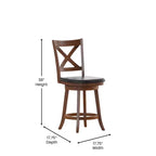 Tabouret de bar pivotant Felicity en bois de qualité commerciale, style classique à croisillons, avec siège rembourré et matelassé, de Flash Furniture