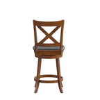Tabouret de bar pivotant Felicity en bois de qualité commerciale, style classique à croisillons, avec siège rembourré et matelassé, de Flash Furniture