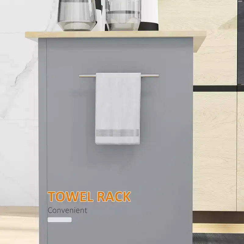 HOMCOM Chariot de cuisine roulant, Desserte de service portable avec tiroir, étagère réglable et 2 porte-serviettes