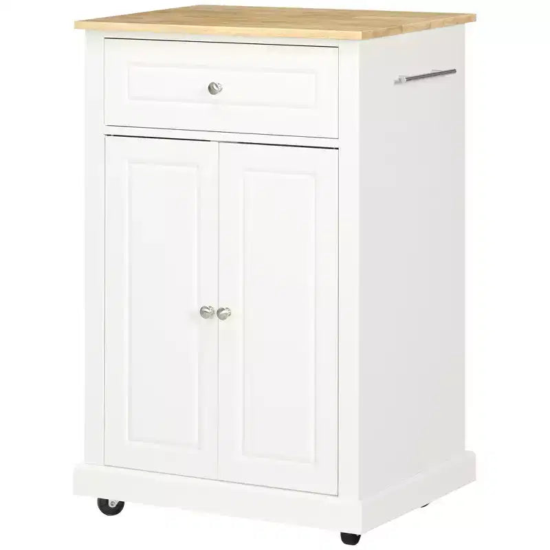 HOMCOM Chariot de cuisine roulant, Desserte de service portable avec tiroir, étagère réglable et 2 porte-serviettes