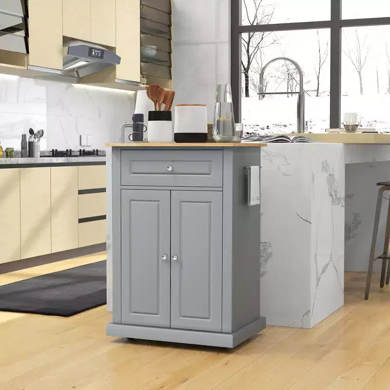 HOMCOM Chariot de cuisine roulant, Desserte de service portable avec tiroir, étagère réglable et 2 porte-serviettes