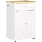HOMCOM Rolling Kitchen Island Cart, Portable Serving Trolley Table with Drawer, Adjustable Shelf and 2 Towel Racks