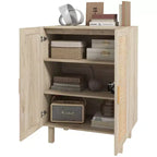 HOMCOM Meuble de Rangement Buffet, Armoire de Rangement, Desserte avec Portes en Rotin et Étagères Réglables pour Salon